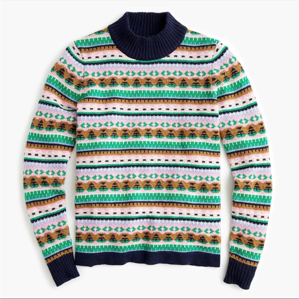 J.Crew Mock Neck Fair Isle Sweater